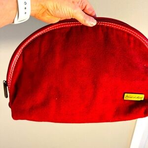 Red faux suede travel pouch